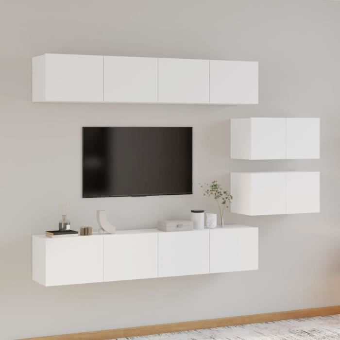 VidaXL Ensemble de meubles TV 6 pcs Blanc Bois d'ingénierie 3114598