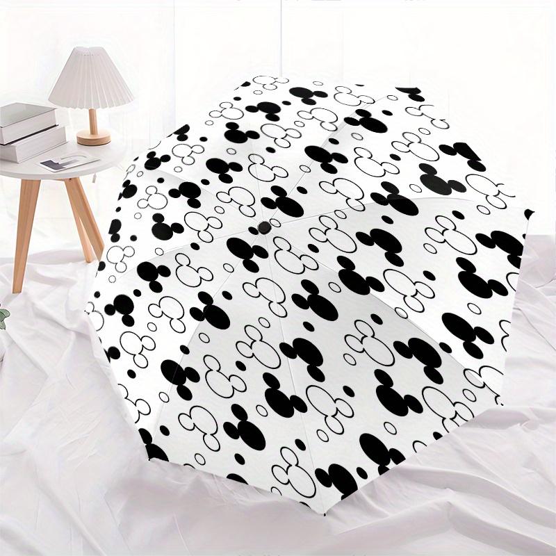 Mickey Mouse Pattern Automatic Folding Umbrella - Simple 8-Rib Design, Bright Cartoon Pattern, Durable Iron Frame, Suitable For Travel, Outd