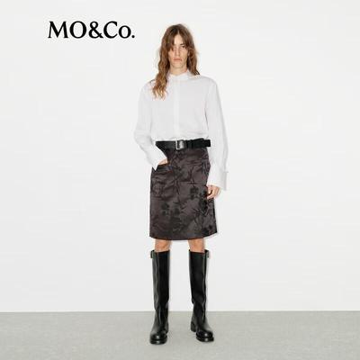 MO&Co. Women's Cotton Stand Collar Shirt with Frog Buttons