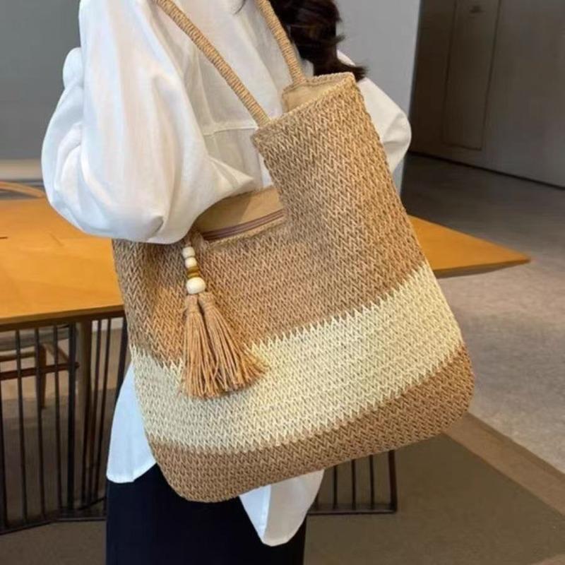 New women's straw bag fashionable and versatile travel large capacity beach bag underarm bag threedimensional large capacity