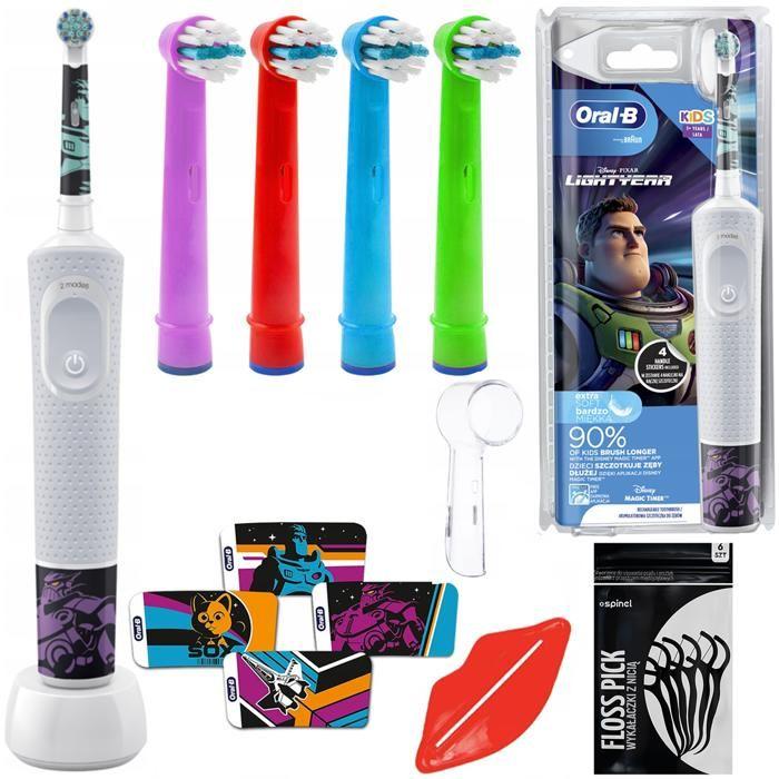 Kids Electric Toothbrush - Oral-B - Vitality 100 Kids Lightyear - 4 Brush Heads - Case - Accessories Free