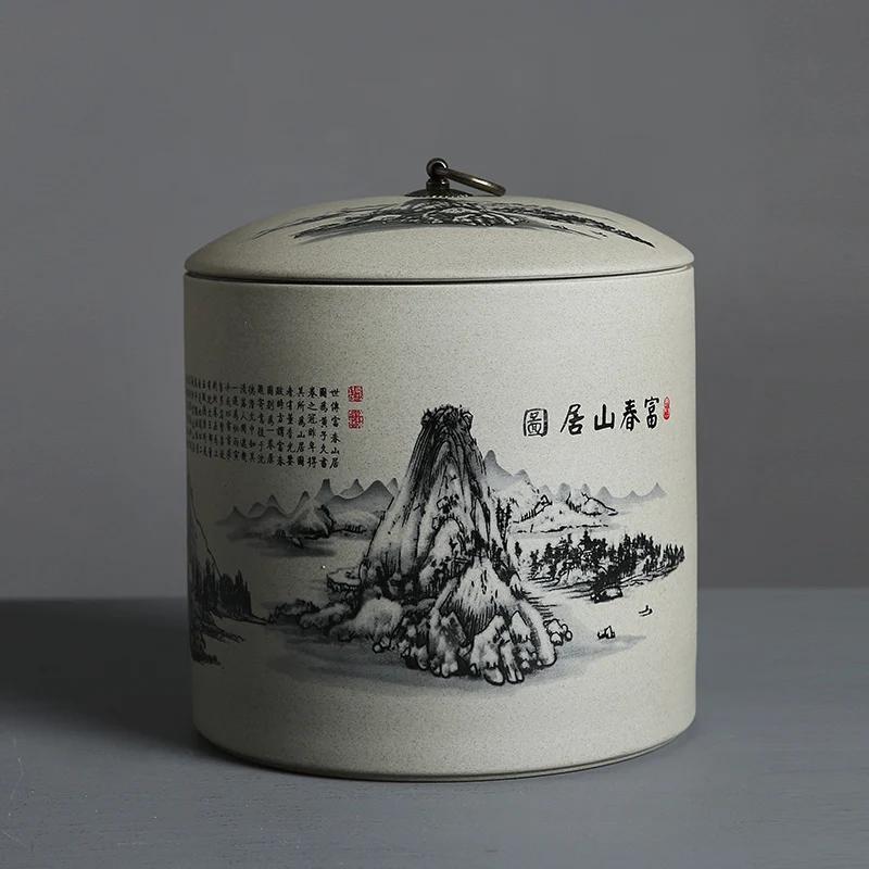 Retro Chinese Ceramic Tea Jar Household Sealed Tea Storage Jar Facial Mask Powder Can Used for Storing Kitchen Spices