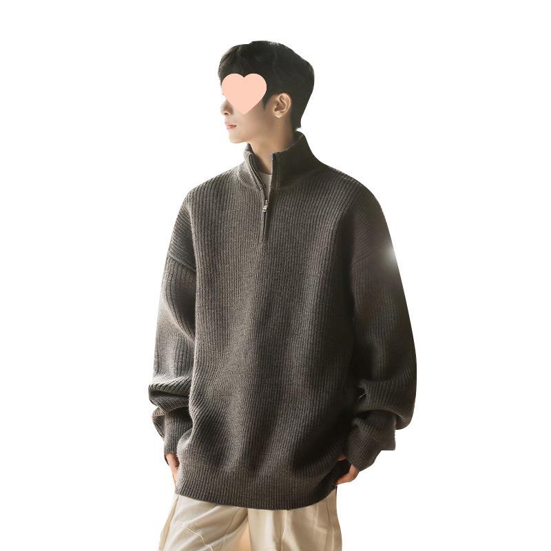Men's Fall/Winter 2025 Cozy Loose-Fit Half-Zip High Neck Sweater