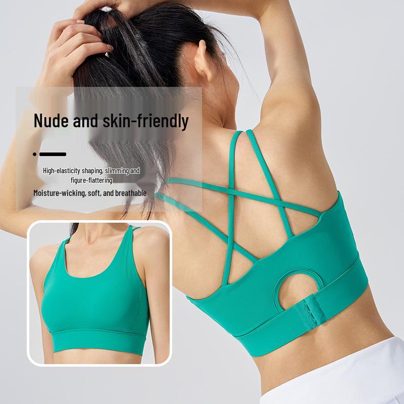 

Miki Lulu Shockproof Criss-Cross Sports Bra with Thin Straps Medium сірий колір/білий