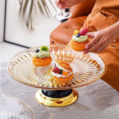 Cake Plate Stand with Cover Clear Decoration Pastries Tray Snack Serving Cookie Platter for