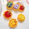 5Pcs Mixed Fruit Tart Resin Charms Blueberry Taro Strawberry Mango Original Simulation Play Food Flatback Diy Supplies