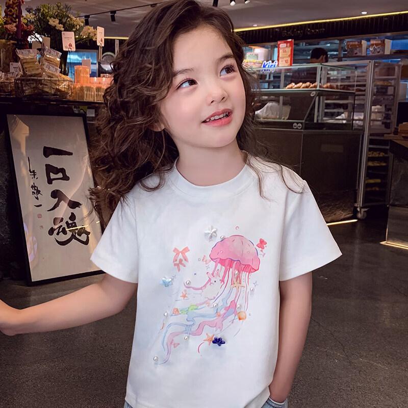 MIMIHELLO Girls  Cartoon Print Short-Sleeve T-Shirt 110