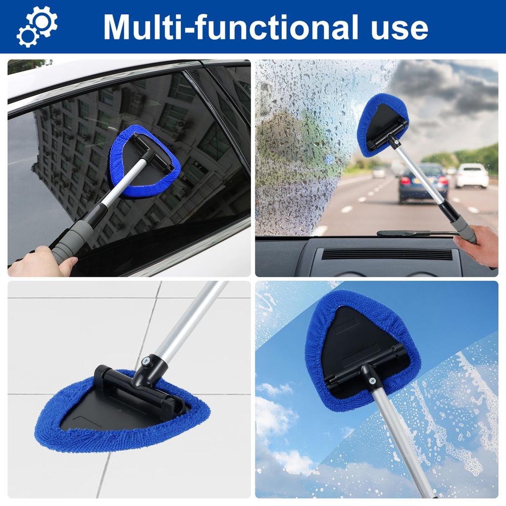 Perie pentru curățarea parbrizului mașinii Instrument extensibil pentru curățarea parbrizului, cu cap rotativ de 180°, telescopic, anti-aburire, kit de curățare automată a geamurilor