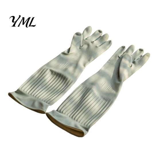 Household Protection Gloves Extended Waterproof Dishwashing Gloves, Anti-slip Grip Natural Latex Elbow Length Rubber Protective Durable Cleaning