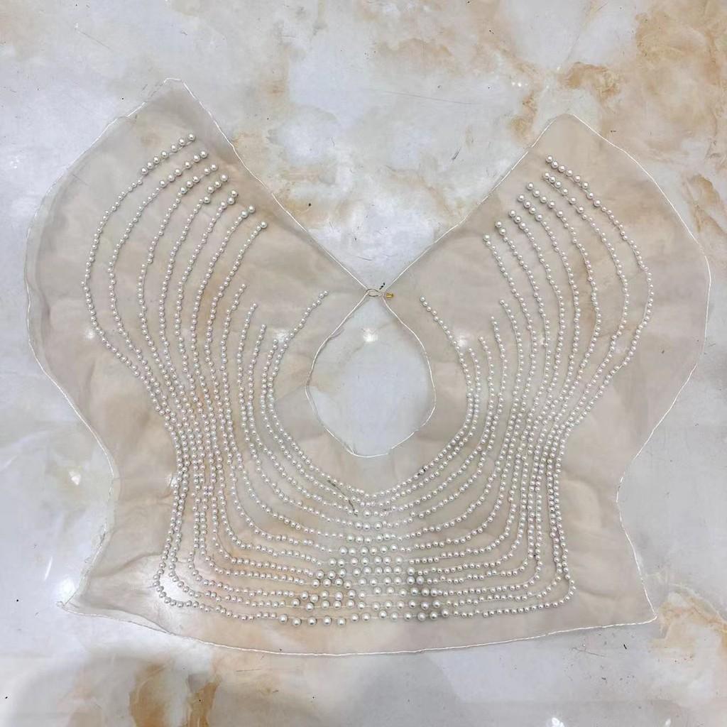 Girl Hollow Mesh Collar With Artificial Pearls And Rhinestone Decor Gift For