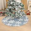 Soft Cotton Flannel Snowflake Jacquard Christmas Tree Skirt with Plush Socks Ornaments - 90.122cm