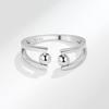 Meier Silver-plated Anti-fidget Ring, Open Adjustable Beaded Ring, Women's Finger Spinner Ring