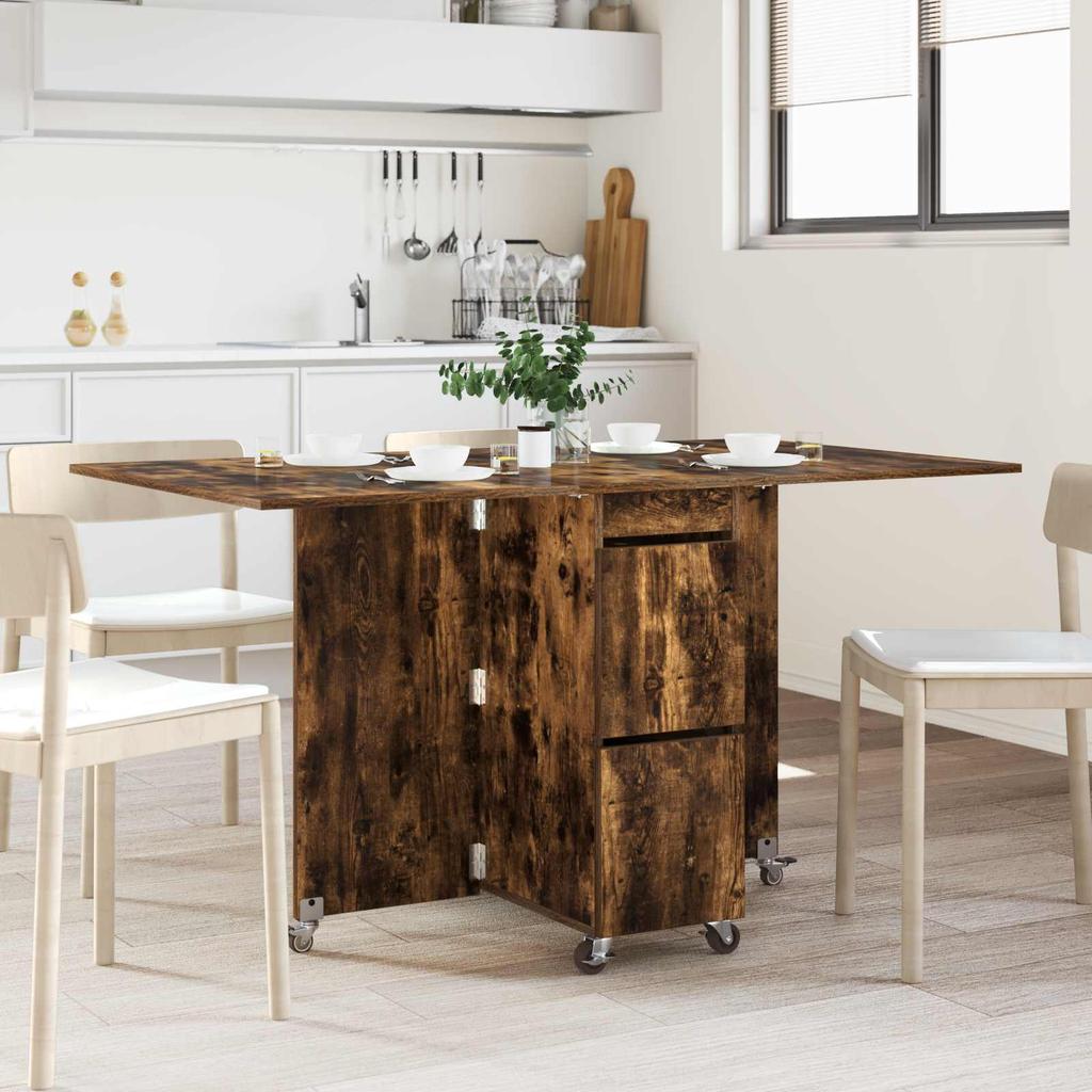 Dining Table Set 2 pcs 140 x 80 x 77 cm Engineered Wood Smoked Oak Finish