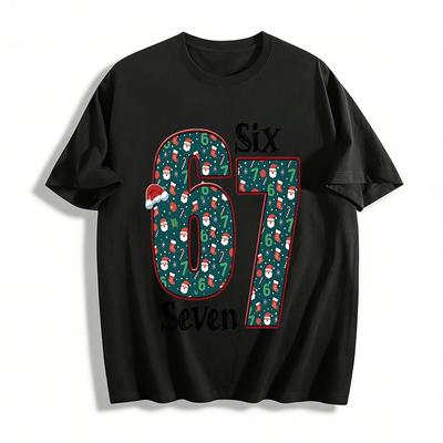 Weihnachtliches Motiv Nummer 67 Print Lässiges Oberteil Für Erwachsene Kinder Reines Baumwoll-T-Shirt
