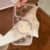 Gray Pink Star iPhone 16 Transparent Case with Puppy Magnetic Stand (Fits iPhone 13-17) - Korean Style