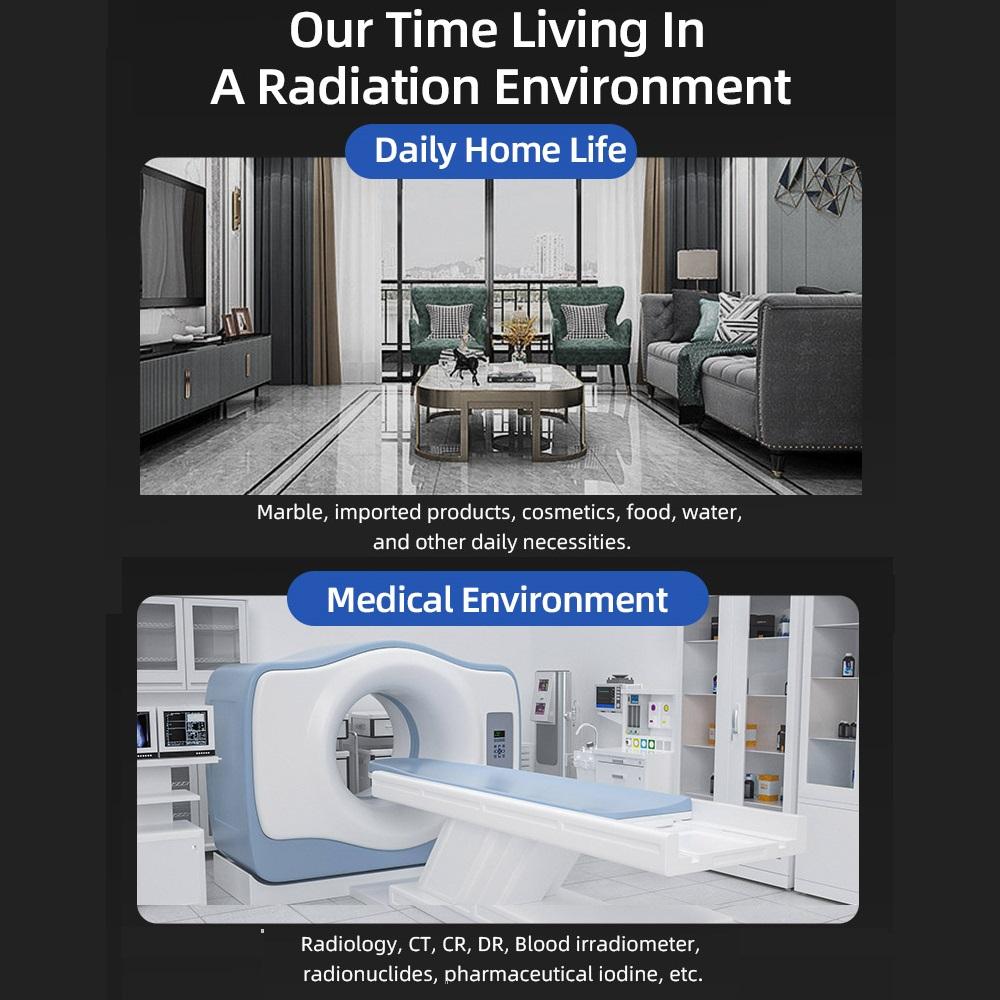 Nuclear Radiation Meter Range Nuclear Radiation DetectorTester Digitales Geigerzähler-Messgerät Bunte Anzeige mehrerer Alarmtipps für kommerzielle Zwecke