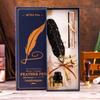 Blue Box Feather Gem Fountain Pen Gift Set: Original High-Value Calligraphy Practice Turkey Heart Dip Pen.