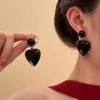  Retro Red Black Heart Earrings Feminine Design Sense Fashion Personalized Versatile Peach Heart Dangle Earrings For Women Daily Gift
