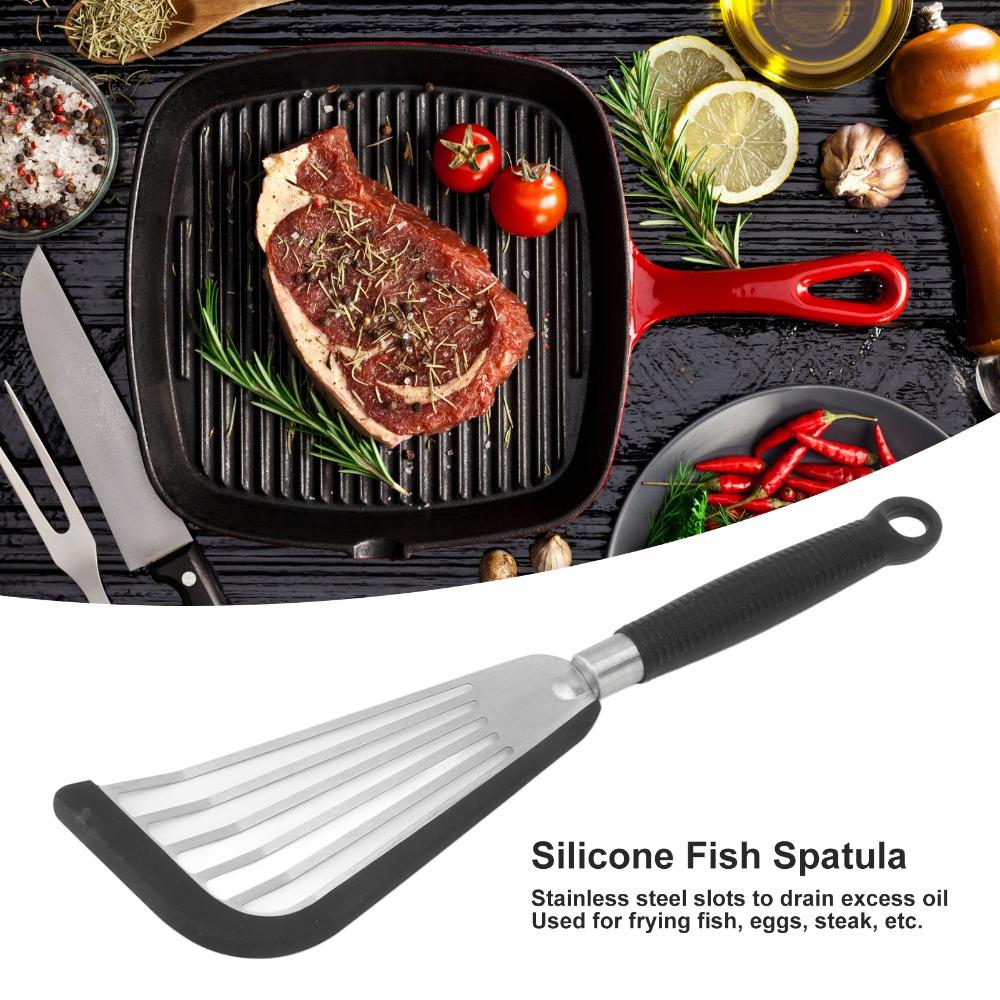Black Grey Slotted Spatula Stainless Steel Silicone Nonstick Spatula Nonstick Cookware