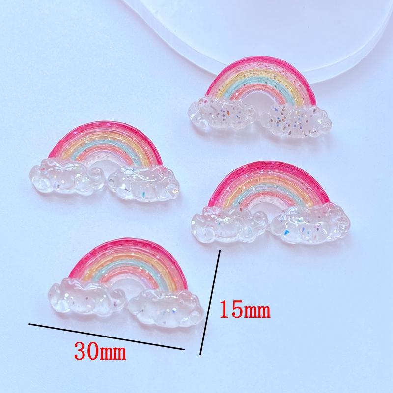 10Pcs New Mixed Cartoon Mini Shining Rainbow Flat Back Resin Cabochons Scrapbooking DIY Jewelry Craft Decoration Accessorie