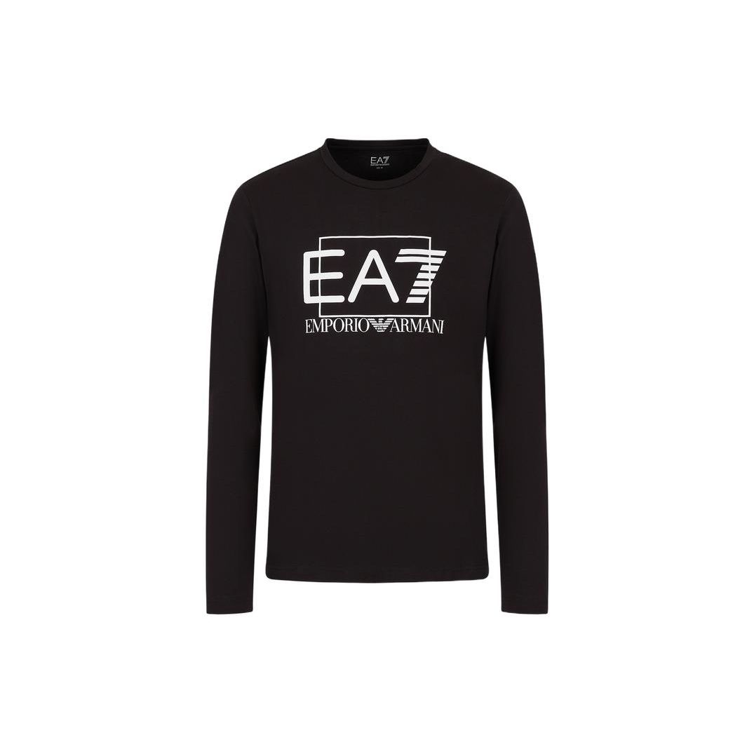 Emporio Armani Lente/Zomer 23 Ea7 Serie Letter Logo Print Ronde Hals Lange Mouwen T-shirt Heren tops Zwart 3RPT64-PJ03Z-1200 M black