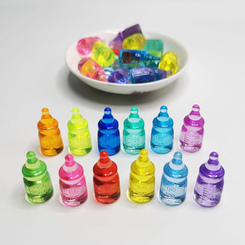 Colorful Mini Acrylic Milk Bottle Cartoon Ornaments - Cute Handmade DIY Decorative Accessories