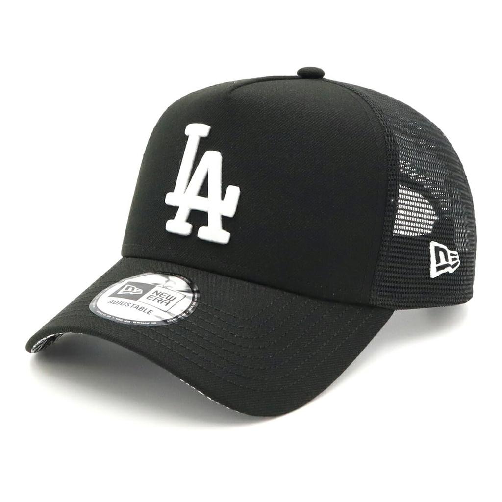 New Era 9FORTY A-Frame Trucker Mesh Cap, MLB Los Angeles Dodgers, LA Black, Letter Arch Paisley Under Visor, ONSPOTZ Exclusive, Free Size Unisex