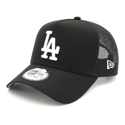 New Era 9FORTY A-Frame Trucker Mesh Cap, MLB Los Angeles Dodgers, LA Black, Letter Arch Paisley Under Visor, ONSPOTZ Exclusive, Free Size Unisex