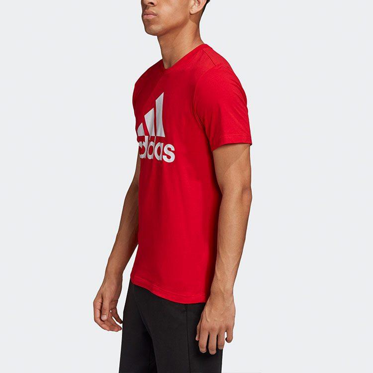 Adidas T Shirts Men's Red Crew Neck Moderate Straight Fit FL3943