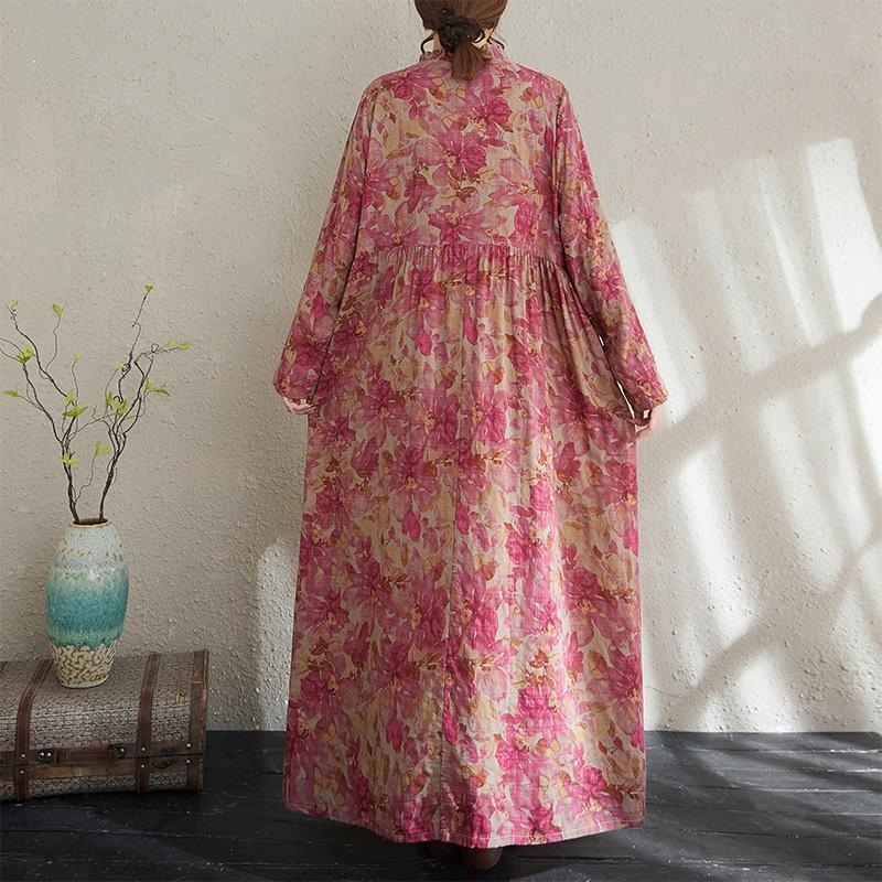Long Sleeve Plus Size Cotton Vintage Floral New In Dresses for Women Casual Loose Spring Autumn Dress