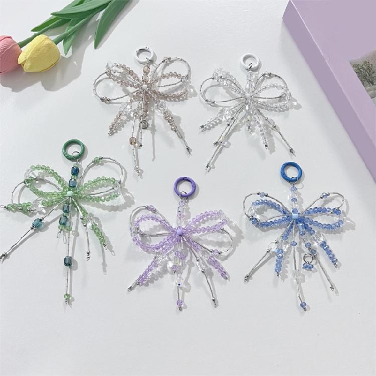 Delicate Acrylic Bowknot Keychain Charm Practical Beads Phone Pendant Unique Bag Pendant Present for Fashion Lover