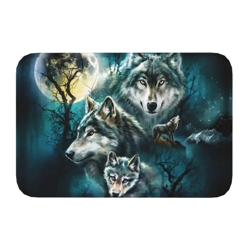 Animal Wolf Front Floor Door Entrance Mat Indoor Kitchen Bathroom Doormat Bedroom Carpet Rug