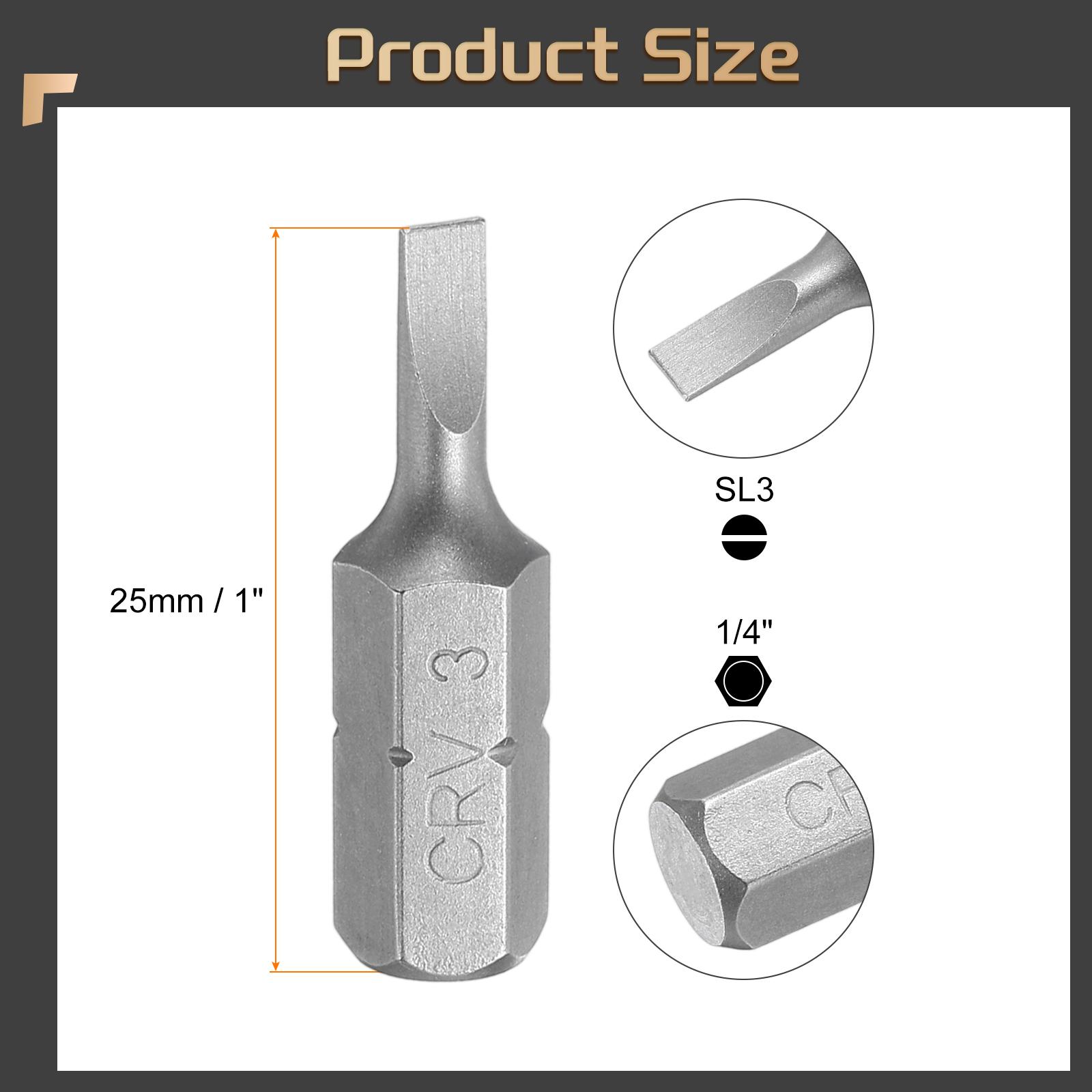 

Uxcell 2/5/10pcs Flat Head Screwdriver Bit 1/4 Hex Shank SL3/SL4/SL5/SL6 Head 1 L CR-V Steel Slotted Screw Driver Drill Bits 2pcs
