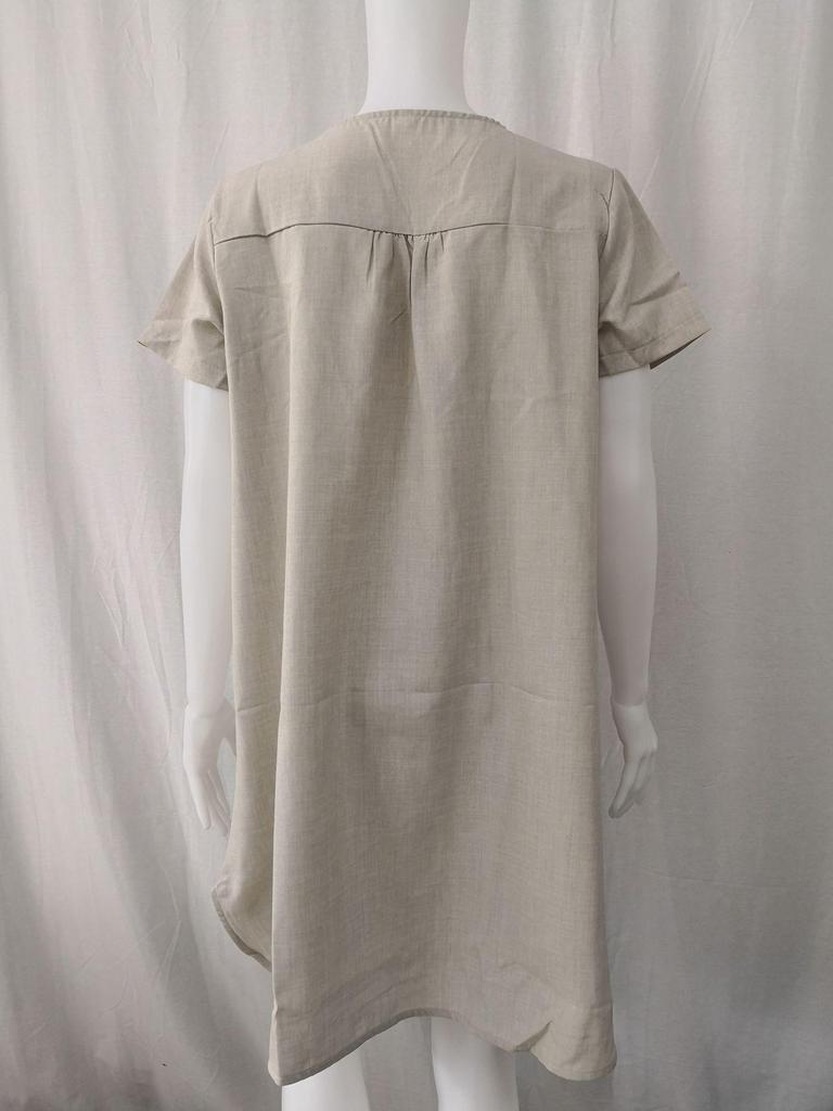 Abito estivo casual a maniche corte in cotone e lino da donna 2024 - Disponibile in stili europei e americani