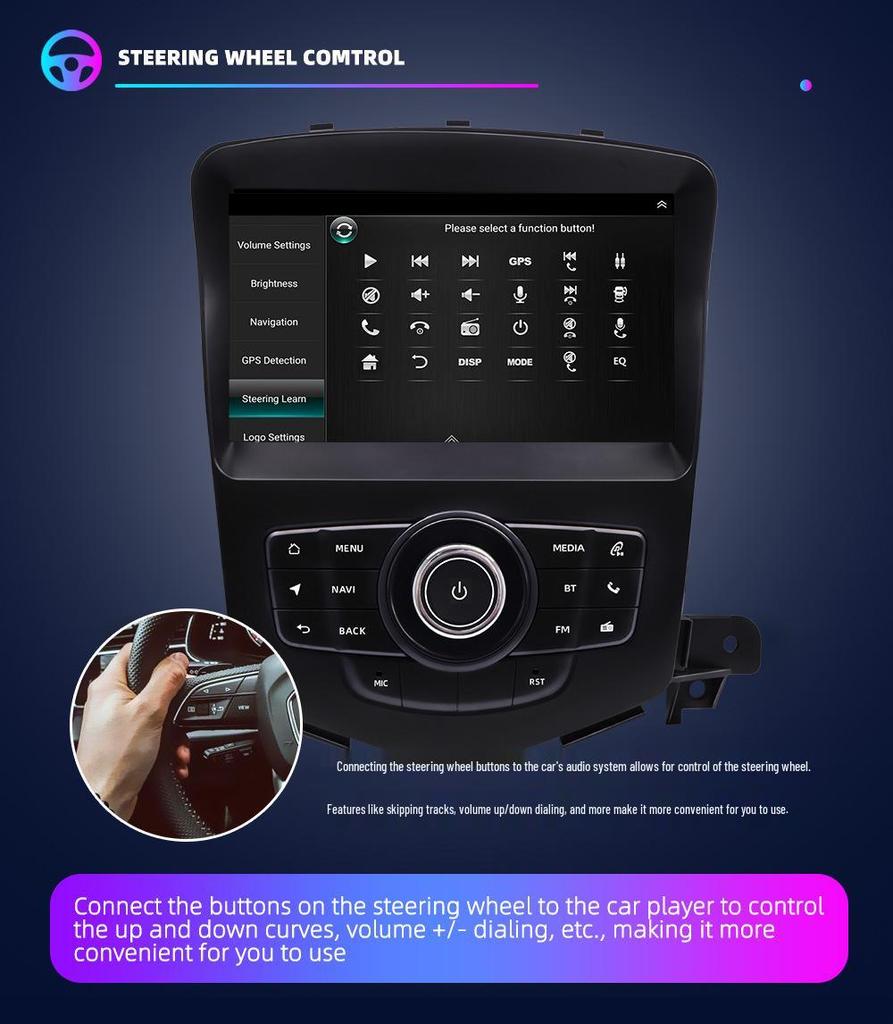 Compatible 8" Android Navigation for Cruze - Wireless CarPlay & Bluetooth with HD Reverse Camera.