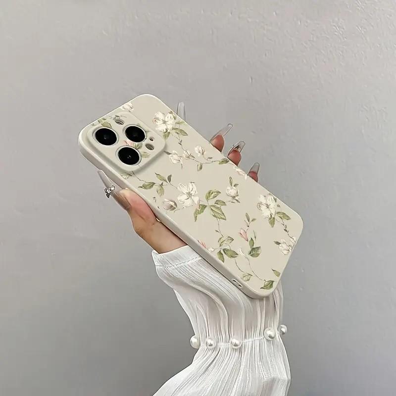 Simple floral pattern phone case suitable for iPhone 17 16 15 14 13 12 11 Pro/Max/Plus anti drop and shockproof