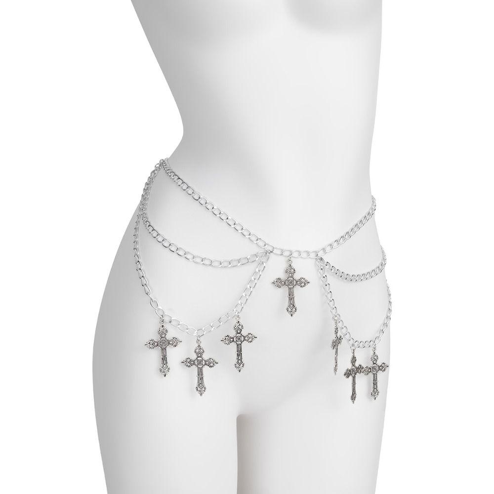 Vintage Hollowing Cross Waist Chain Temperament Multi-layer Body Chain Women's Accessories