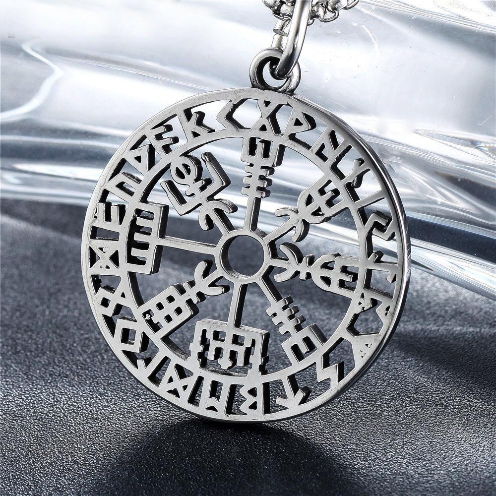 

Винтажный полый дизайн Viking Vegvisir Compass Ожерелье Кулон Скандинавский кулон из нержавеющей стали Vegvisir Скандинавский Скандинавский Подарок