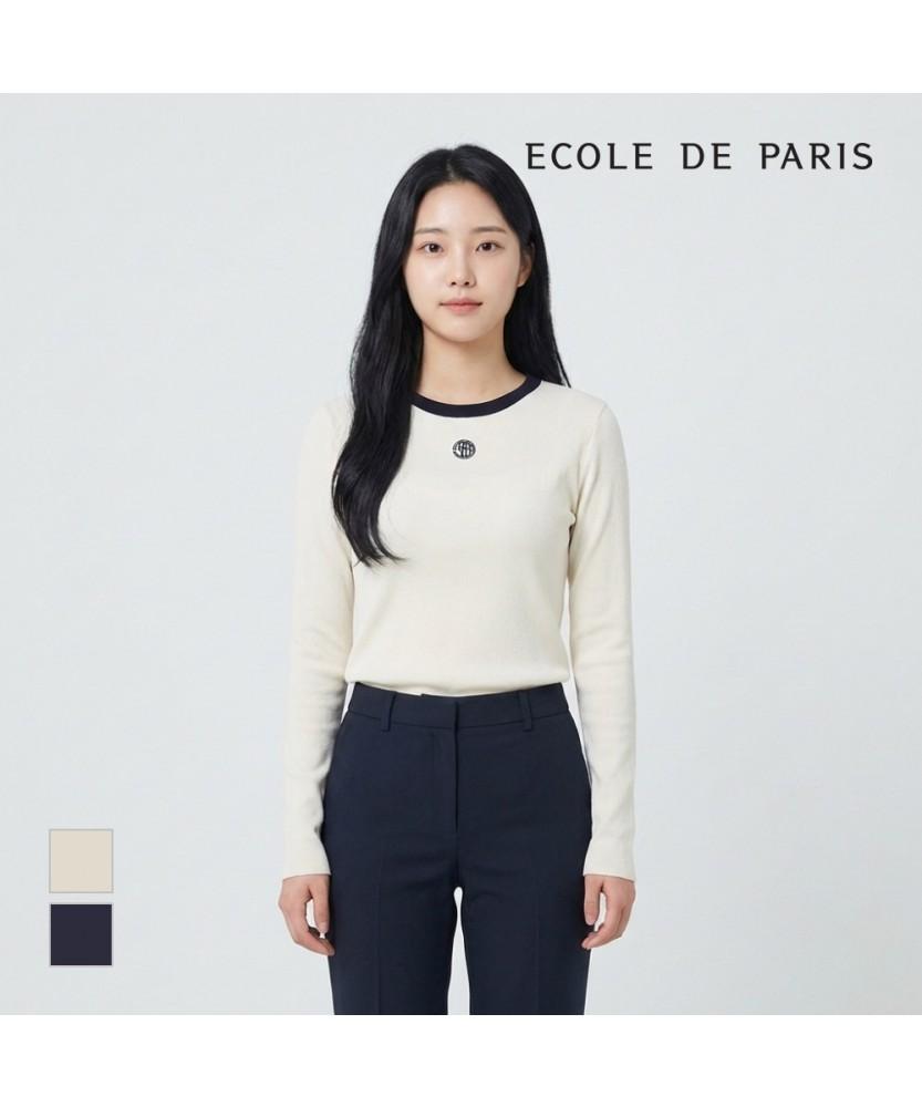 ECOLEDEPARIS Round Neck Contrast Knit_Rb32Kkcm31Z