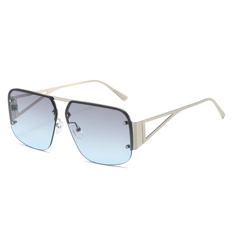 2023 Hot Fashion Pilot Sunglasses, European And American Retro Curtain Half-Frame Versatile Square Sunglasses