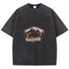 Yellowstone National Park T-shirt Vintage Washed Bison Graphic Men Women Retro Cotton Tee Summer Outdoor Clothing Tops Hot Sale