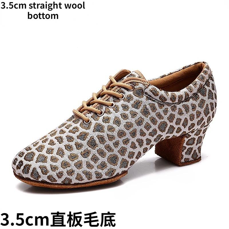 Leopard Latin Dance Shoes Jazz Tango Salsa Woman Modern Ballroom Dance Shoes Teacher Shoes 3.5cm/5cm Heels Dance Sneakers