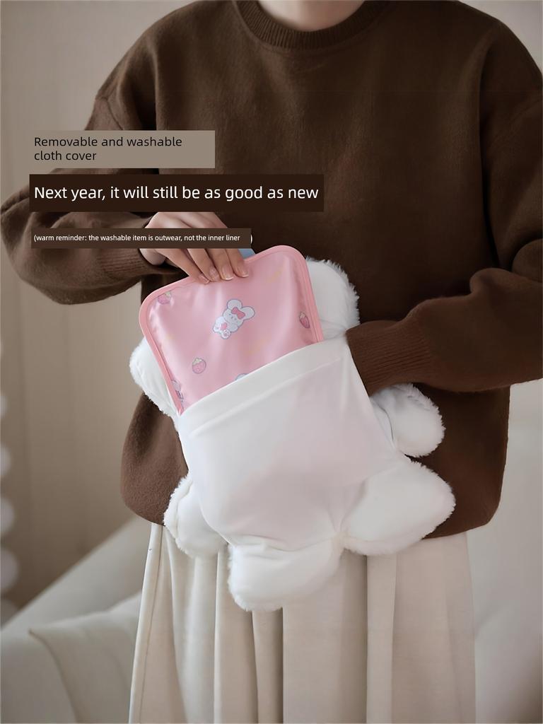 Borsa dell'acqua calda Scaldamani Invernale Standard Nazionale Ricaricabile Peluche Panda Scaldamani con Doppie Tasche per le Mani Staccabile Portatile Cartone Animato Scaldamani