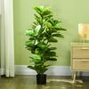 Set of 2 Artificial Plants Artificial Leaf Fig Trees Artificial Tree with Pot Included Height 110 Cm Green