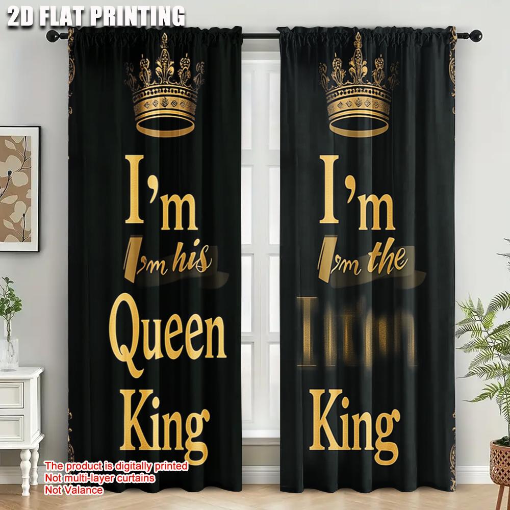 2 st Minimalistiska Gardiner 2D-tryck Kung och Drottning Tryckta 100% Polyester (utan spö) Dekorationer för hemmet Perfekt för sovrummet