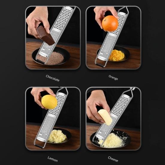 Rostfritt Stål 304 Rivjärn med Halkfritt Handtag Multifunktionell Ost Choklad Citron Zestare Muskot Ingefära Rivjärn Lätt att Rengöra Diskmaskin