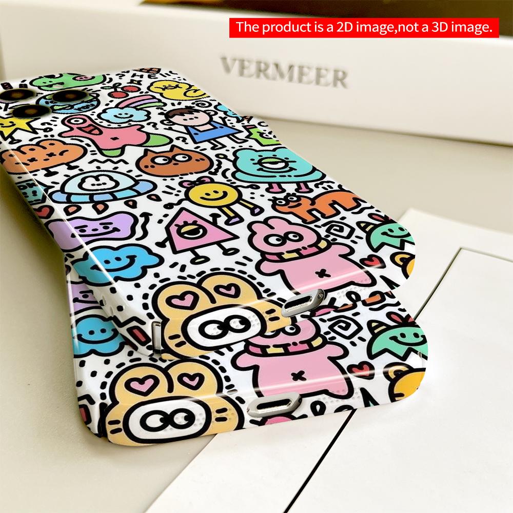 Colorful Doodle Cartoon Phone Case All Inclusive Film Hard Phone Case, Compatible with iPhone 18 Pro Max 17 16 15 14 13 12 11
