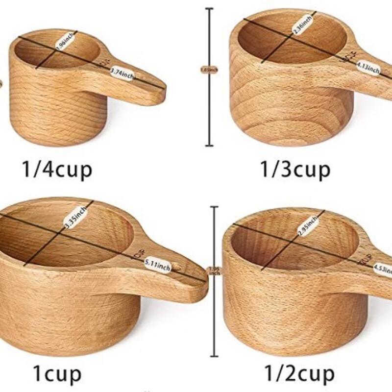 ZISIZ Beechwood Measuring Cups and Spoons Set