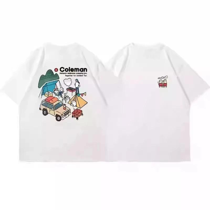 Coleman Fashion Brand Short Sleeve T-shirt Men 2025 New Outdoor Camping Short Sleeve Cotton Casual Loose Men and Women