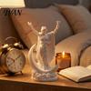 Minimalist Desktop Sculpture 3D Printed Greek Goddess Figurine, Crescent Statue, Resin Small Decorative Statue Ornaments for Home Office Bookshelf
